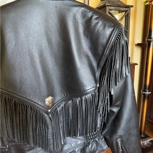 Harley-Davidson women’s Black Leather Jacket with Fringe size XS - Picture 5 of 11